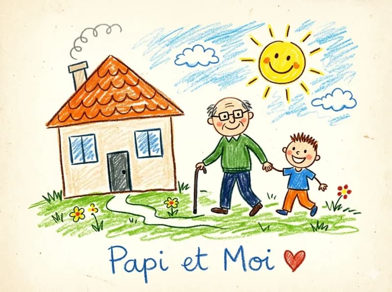 Dessin d'enfant — Papi et moi